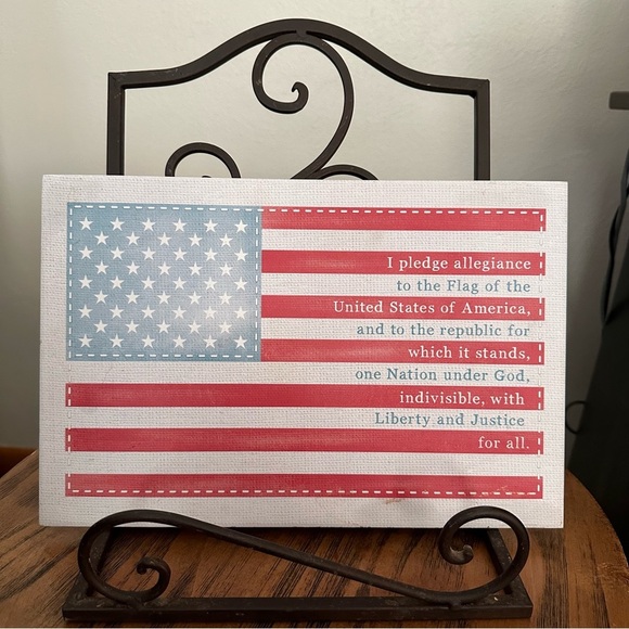 Patriotic July 4th USA AMERICAN Flag With Pledge Of Allegiance Ceramic Trivet - Picture 6 of 8